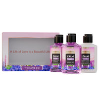 THE LOVE CO. Calm & Soothe Gift Collection Kit | Indulge in Travel Pack Shower Gel, Body Lotion & Shampoo | Ideal Birthday & Special Occasion Hamper - Pack of 3