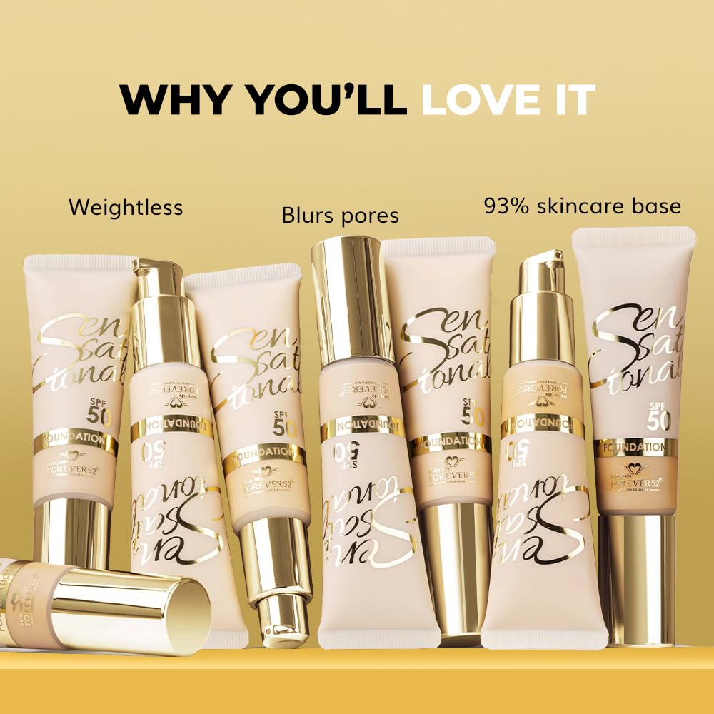 Daily Life Forever52 Sensational SPF 50+ Foundation (Mango-05, 30ML) Enriched with Hyalorinic Acid. Niacinamide and Vitamin E| Upto 12Hrs Longlasting Radiant Finish