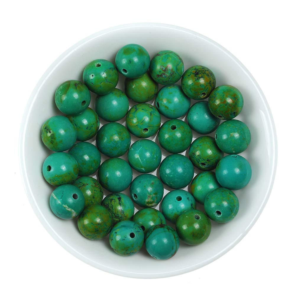 Natural Stone Beads 6mm Green Turquoise Gemstone Round Loose Beads Crystal Energy Stone Healing Power for Jewelry Making DIY,1 Strand 15"