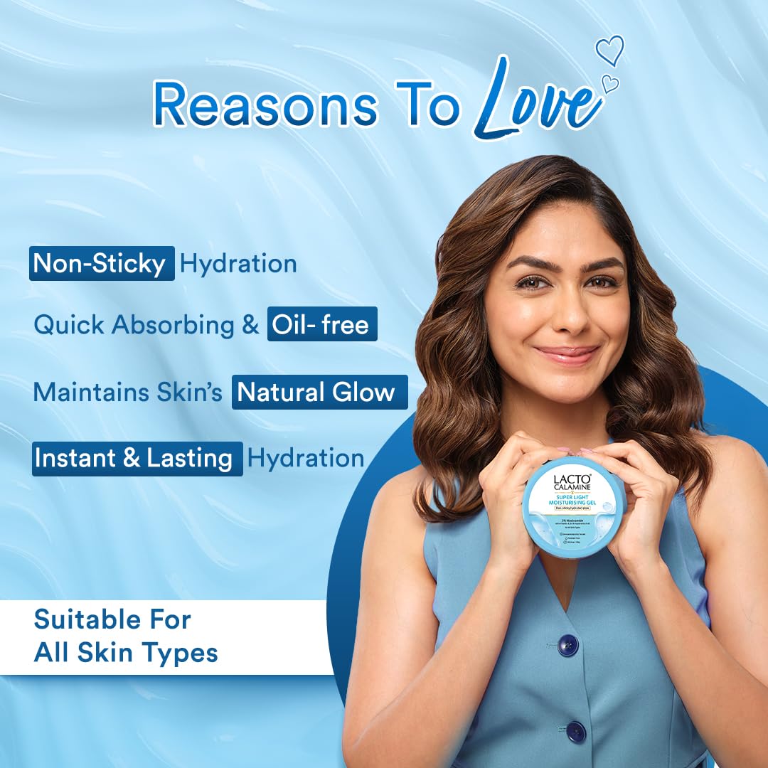 Lacto Calamine Super Light Moisturizer for Face | 150g x 2 | Moisturiser for Oily Skin with Niacinamide, Hyaluronic Acid | Face Moisturizer with 300% Instant Hydration, 90% Stronger Moisture Barrier