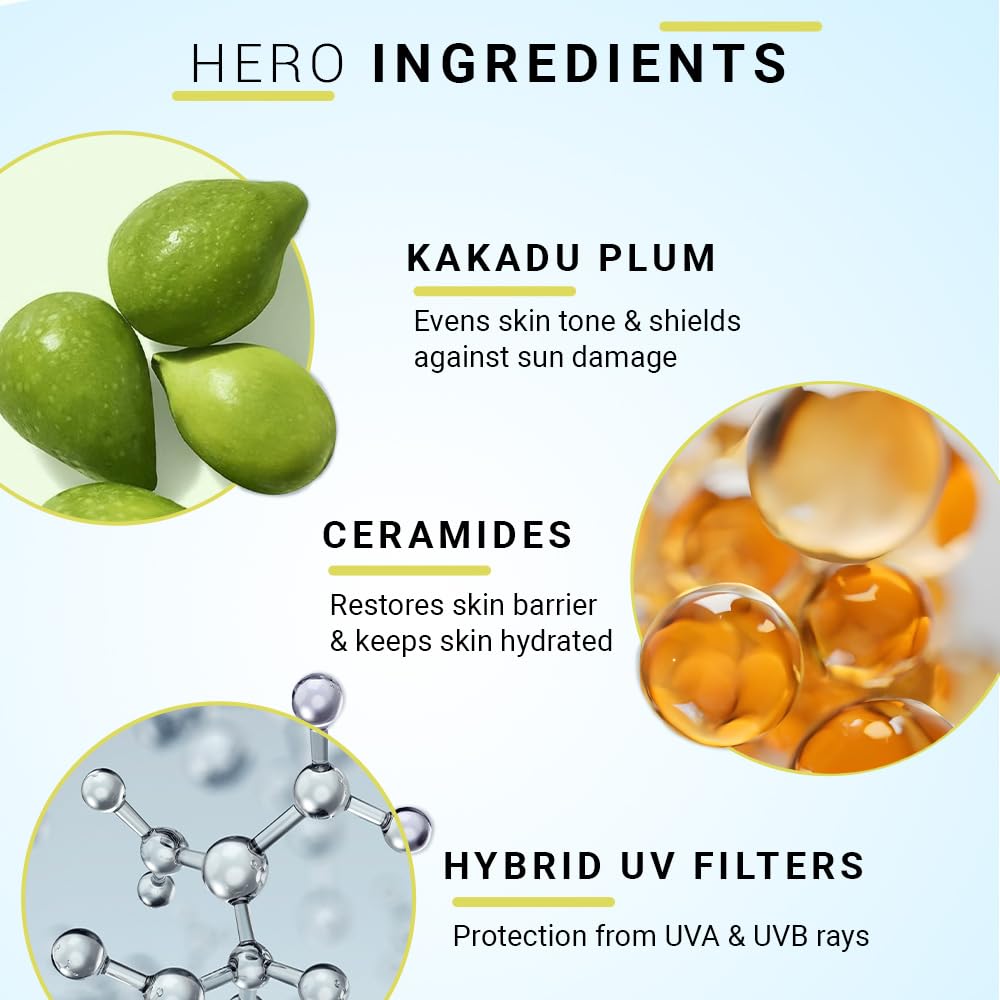 SEREKO Weightless Sun Fluid Sunscreen SPF50 PA++++, with Kakadu Plum & Ceramides powered by Hybrid UV Filters | Lightweight Matte | Water Resistant, No white Cast | All Skin Types 50ml