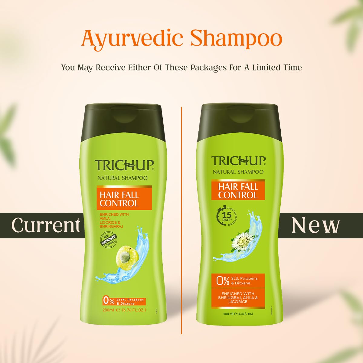 Trichup Hair Fall Control Herbal Shampoo - Enriched Amla, Licorice & Bhringaraj - Help to Reduce Hair Fall & Thinning Hair (200ml) (Pack of 2)