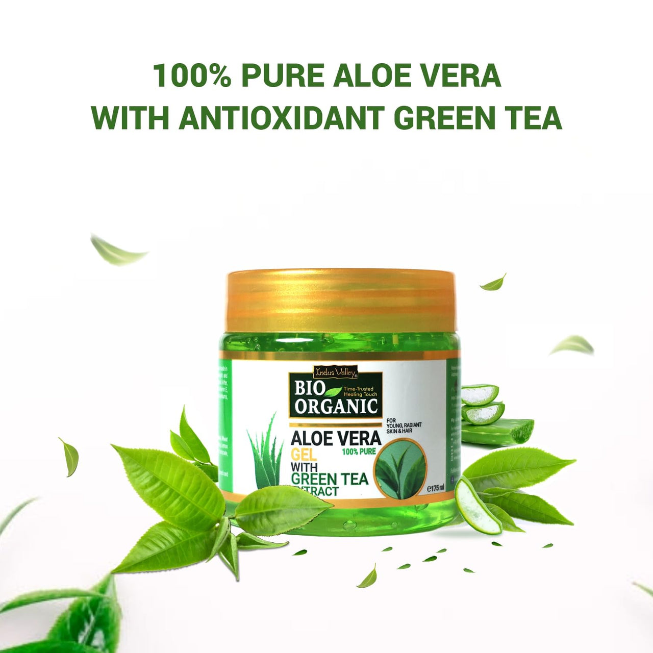 INDUS VALLEY 100% Natural, Pure Aloe Vera Gel for Skin and Hair - (175ml*2=350ml) Set of 2