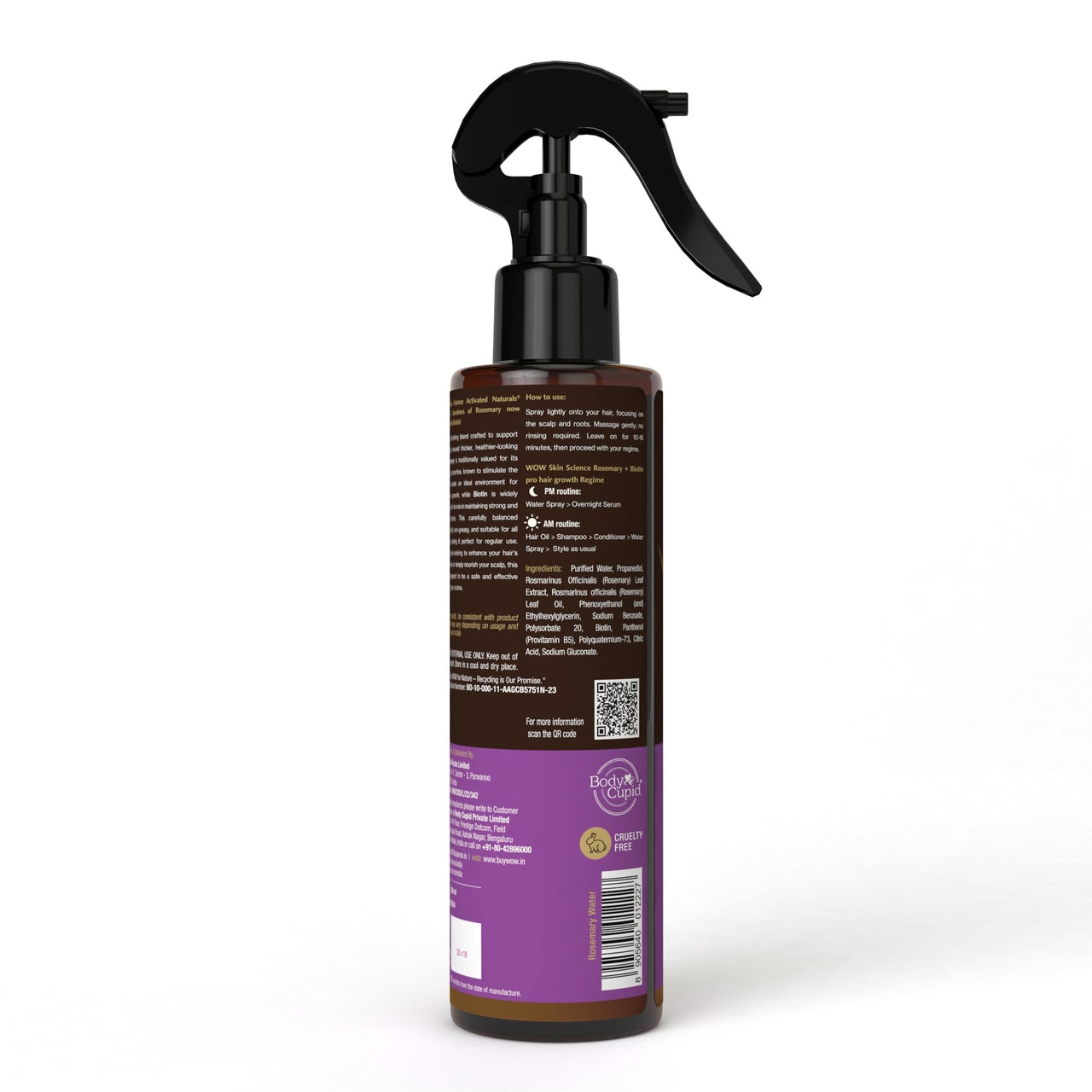WOW Skin Science Rosemary + Biotin Pro Hair Growth Water Spray | Thicker & Fuller Hair | Rosemary Water For Hair Growth | No Parabens, Sulphates or Silicones | 200 ml