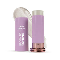 Just Herbs Born To Shine Shimmery Silver Sparkle Smooth | Portable | Moisturises & Hydrates infused with Shea Butter and Cica Single Stroke All Day Long Highlighter for Women 14g