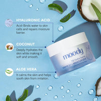 Moody 7D Hydro Burst Oil-Free Water Gel Face Moisturizer with Hyaluronic Acid, Ceramides & Peptides for 100HR Hydration | Skin Barrier Repair Cream For All Skin Types | Men & Women, 10ml