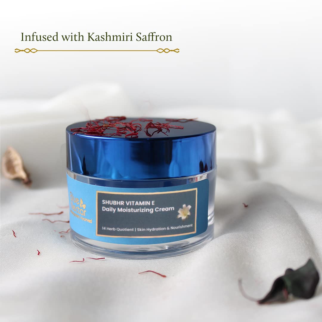 Blue Nectar Anti Aging Cream for Women for Wrinkles & Fine Lines with Plant Based Vitamin C & Vitamin E (14 Herbs, 50g)