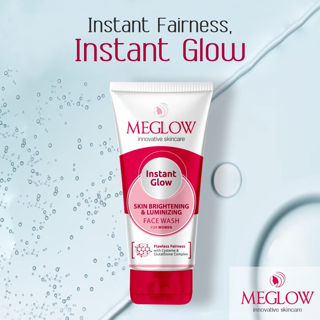 Meglow Skincare Combo Pack of 4- Women's Face Cream (50g) with Vitamin E and Natural Extracts | Instant Glow Face Wash (70g) | Apricot Scrub (70g) with Wallnut Shell Beads| Lip Shiner (15g) For Moisturized Lips | Paraben Free | For Glowing Skin