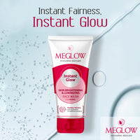 Meglow Skincare Combo Pack of 4- Women's Face Cream (50g) with Vitamin E and Natural Extracts | Instant Glow Face Wash (70g) | Apricot Scrub (70g) with Wallnut Shell Beads| Lip Shiner (15g) For Moisturized Lips | Paraben Free | For Glowing Skin