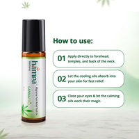 Hampa Hemp Migraine Pain Relief Roll-On | Ayurvedic Oil for Tension, Headache & Migraine with Vijaya, Peppermint & Eucalyptus Oils | Fast-Acting, Natural, Cooling, Non-Sticky | 10ml Travel-Friendly