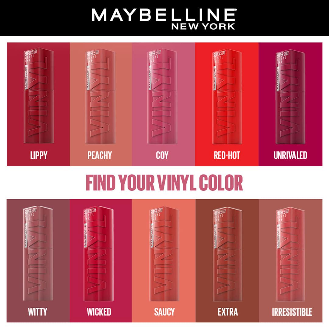 Maybelline Superstay Vinyl Ink Liquid Lipstick, Irresistible, Glossy | High Shine That Lasts For 16 Hrs