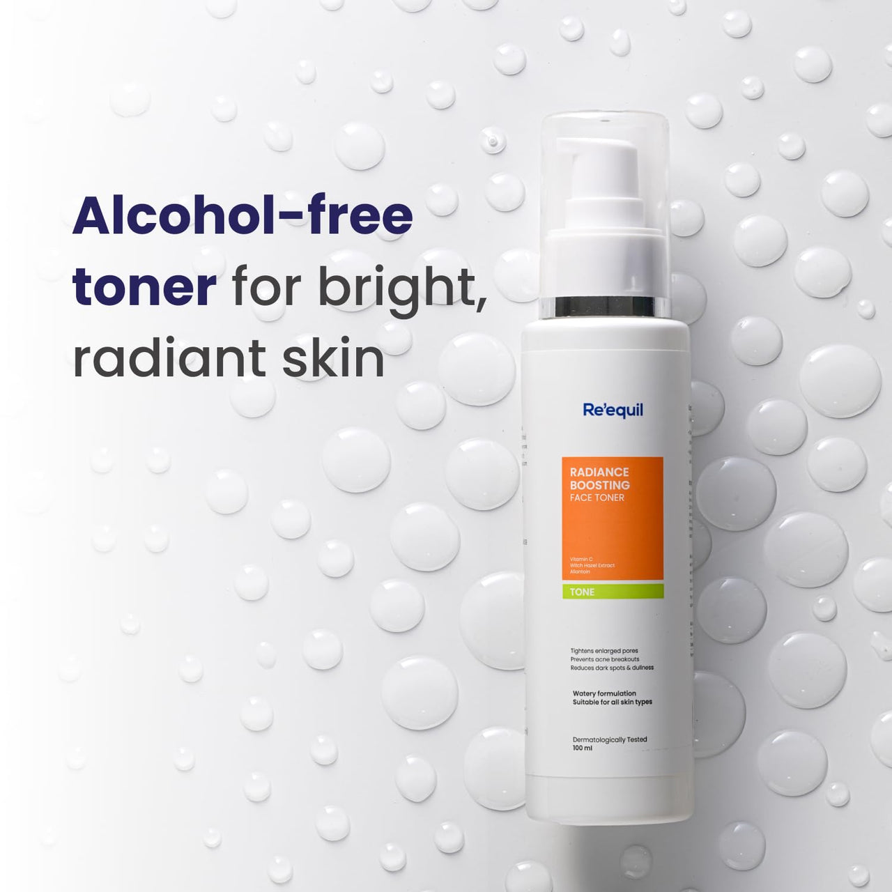 RE' EQUIL Vitamin C Face Liquid Toner for Hyperpigmentation Removal and Even Skin Tone with Hyaluronic Acid - 100ml