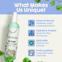 O’Mumsie- No Rinse Body Cleanser- Organic Micellar Cleansing Water for Babies with Goodness of Aloe Vera & Papaya Extract - Fragrance Free, Vegan - 250 ml