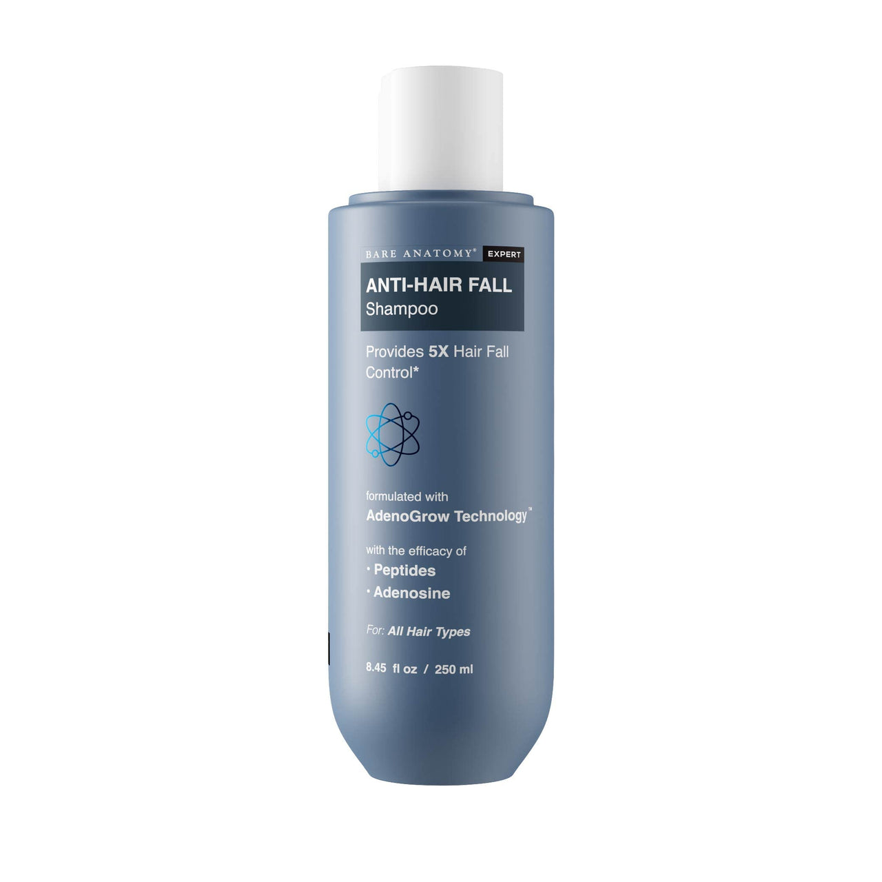 Bare Anatomy Hair Fall Control Shampoo | Provides 5x Hair Fall Control | Adenosine & Peptides | For Dry & Frizzy Hair | Sulphate & Paraben Free | DHT Blocker | Women & Men | 250ml (Pack of 2)