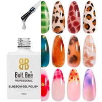 Bolt Bee Blooming Gel 15ml Clear Uv Led Blossom Gel Polish for Spreading Effect Marble Natural Stone Watercolor Floral Print Soak off Diy Nail Art Design Manicure Gift for Women