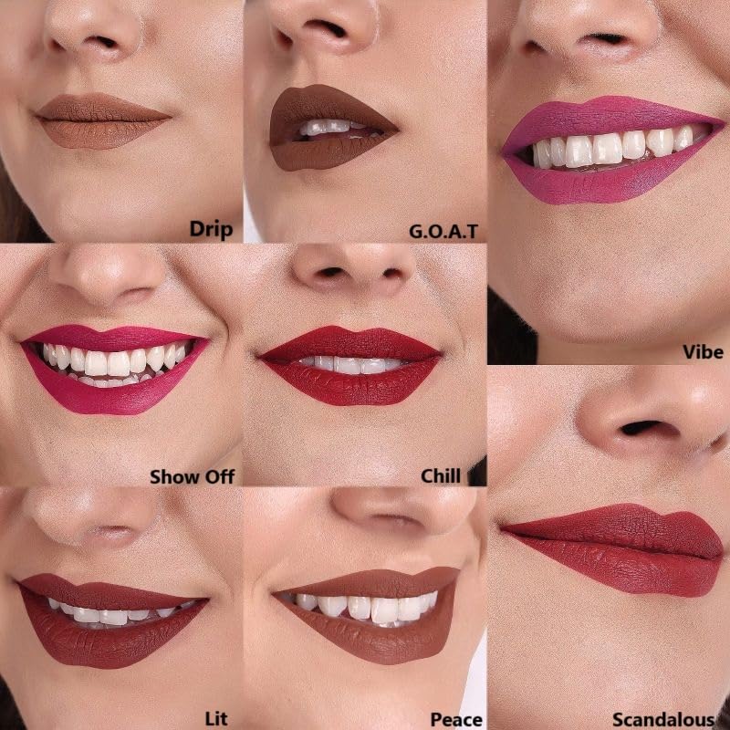 FeMent Clean Beauty Matte Liquid Lipstick For Women - VIBE, Highly Pigmented, Long Lasting, TransferProof, Lip Makeup, Smudge Proof - 6.5 ML