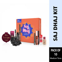Blue Heaven Saj Dhaj Festive Makeup Kit for women- Natural, Pack of 10 | Full face Makeup kit, Medium Tone combo, 19g+26.3ml