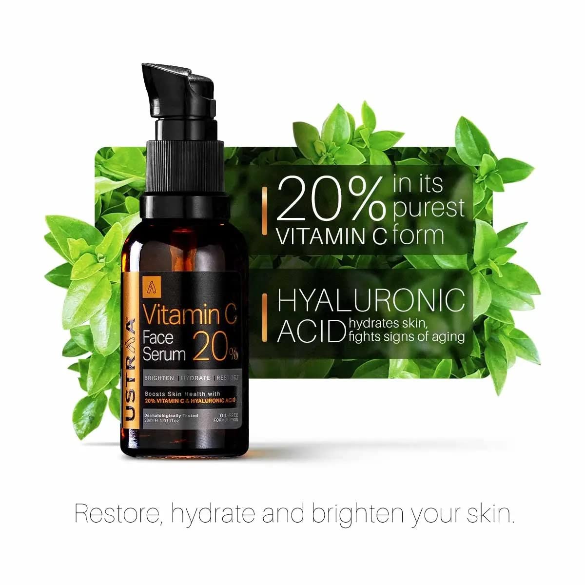 Ustraa Power Face Wash -100g - Energize & De-Tan | for Effective Tan Removal | Helps Brighten Skin & 20% Vitamin C Face Serum - 30ml | 20% Vitamin C in Pure form | Anti-Aging, Brightening