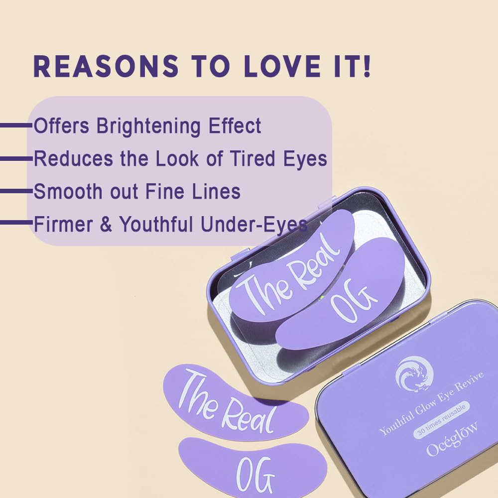 OCEGLOW-Powerful Marine Extracts Youthful Glow Eye Revive Under Eye Patch | Reduces Dark Circles, Puffiness & Fine Lines | Hydrates & Refreshes Under Eye Area | For Radiant & Youthful Eyes, 30 Grams