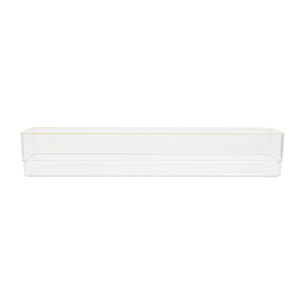 Martha Stewart Kerry Plastic Stackable Office Desk Drawer Organizers, 15" x 6", 2 Pack, with Gold Trim