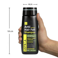 Ustraa Anti Hair Fall Shampoo - 250ml x 2 - Dermatologically Tested, With Apple Cider Vinegar, Stronger Hair & Clean Scalp | Prevents Hairfall | No Sulphates, No Parabens.