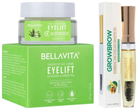 Bella Vita Organic EyeLift Hydrating Natural Under Eye Cream Gel Growbrow - Eyelash Lashes & Eyebrows Hair Growth & Volume Serum With Castor Onion Oil & Vitamin E 12 ML