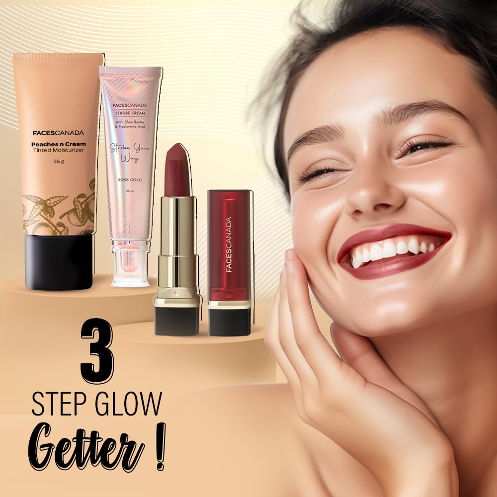 FACES CANADA Peaches N Cream Tinted Moisturizer - Light 01, 35 g | Soft Peachy, Natural Glow | Lightly Tinted BB Cream | Non Oily Lightweight Gel Formula | Blends Easily | Suitable For All Skin Types