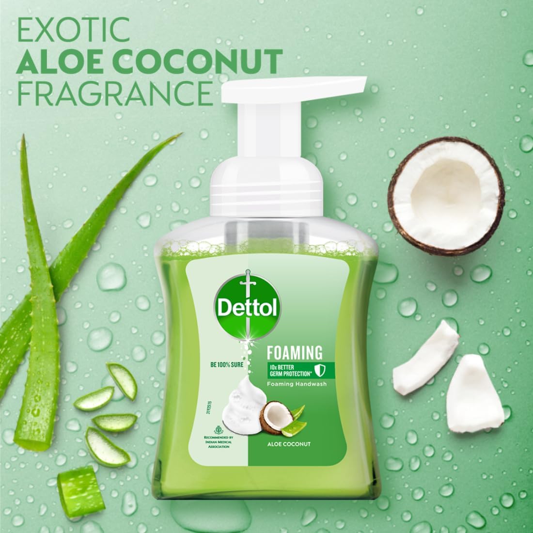 Dettol Foaming Handwash Pump - Aloe Coconut (Pack of 3-250ml each) | Rich Foam | Moisturizing Hand Wash | Soft on Hands