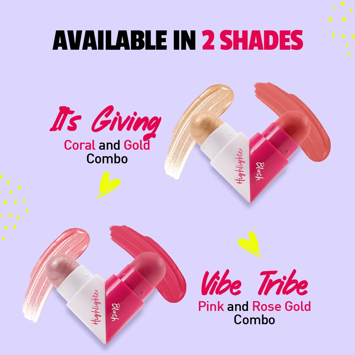 MyGlamm POPxo Blush & Highlighter Combo - It's Giving (Coral & Gold) | Face Makeup Kit for Women with Highlighter & Blush Stick | Twisting Heart Shape | Rich Blush | Natural Finish Highlighter |2.5g each