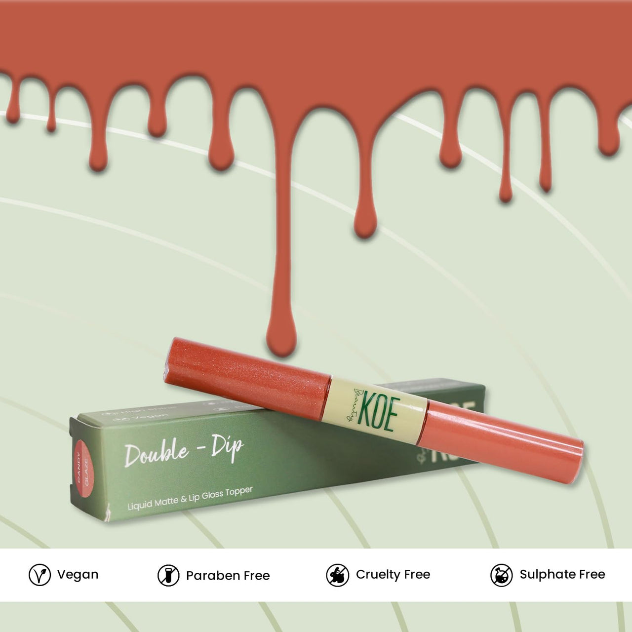 Koe Beauty Double Dip | Candy & Glaze | Sweet Classic Pink Lipstick (2ml) Plus Soft Shimmer Lip Topper (2ml) | Perfect Balance of Color & Shine