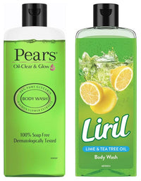 Liril Lemon and Tea Tree Oil Body Wash, 250 ml & Pears Oil Clear and Glow Shower Gel, 250ml