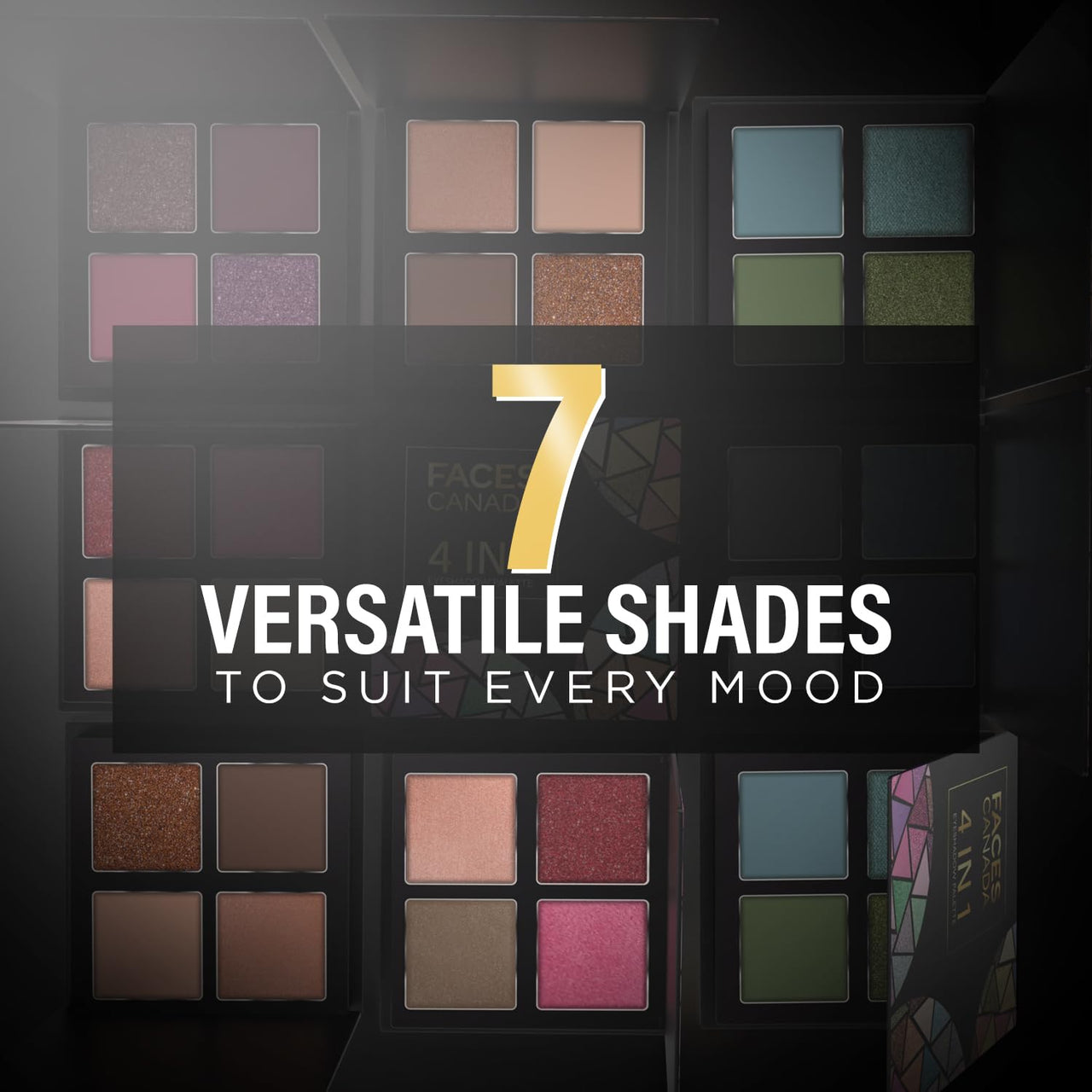 FACESCANADA 4 In 1 Quad Eyeshadow Palette - Smokey Game 07, 4.8G | Shimmer & Matte Shades | Satin Matte Finish Eye Shadow Quartet | Intense Pigment | Long Lasting | Vitamin E Enriched | Vegan