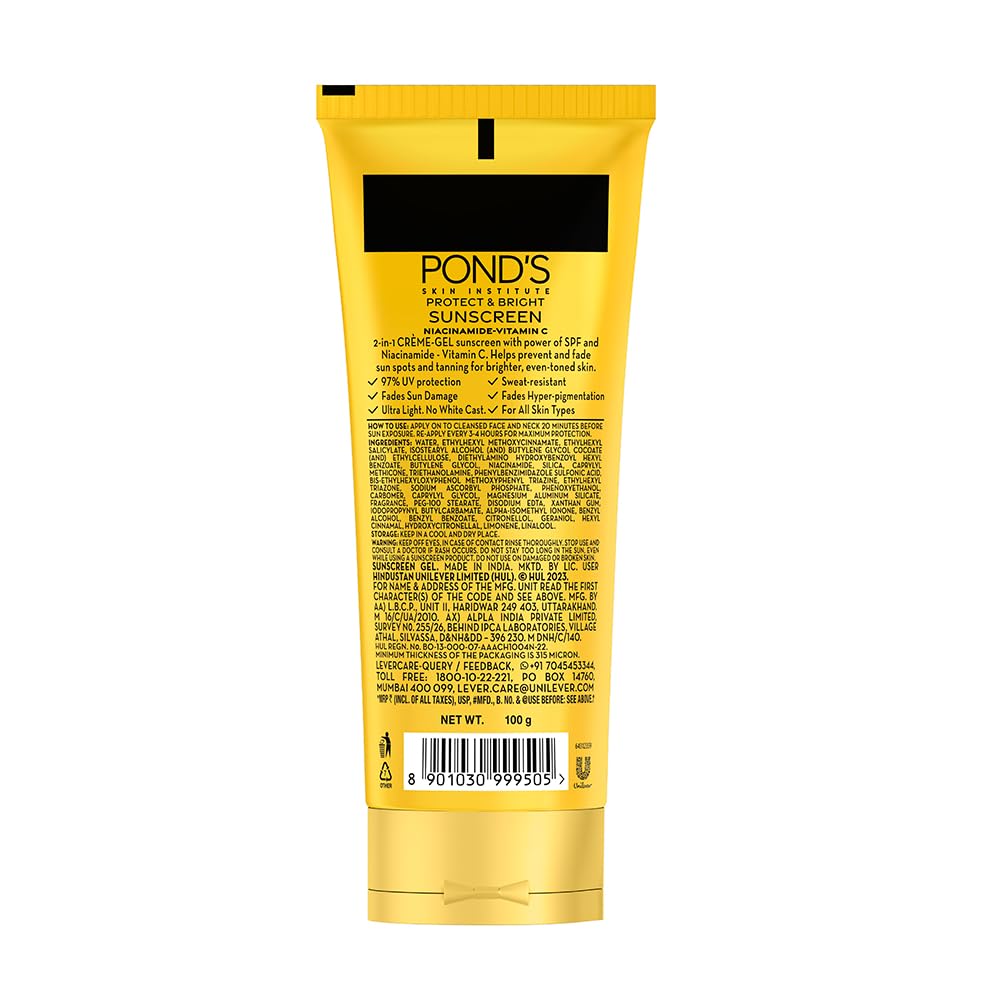 POND's Serum Boost Sunscreen For All Skin Types Prevent And Fade Dark Patches With The Power Of Spf 50 And Niacinamide-C Serum 100G, Pack Of 1