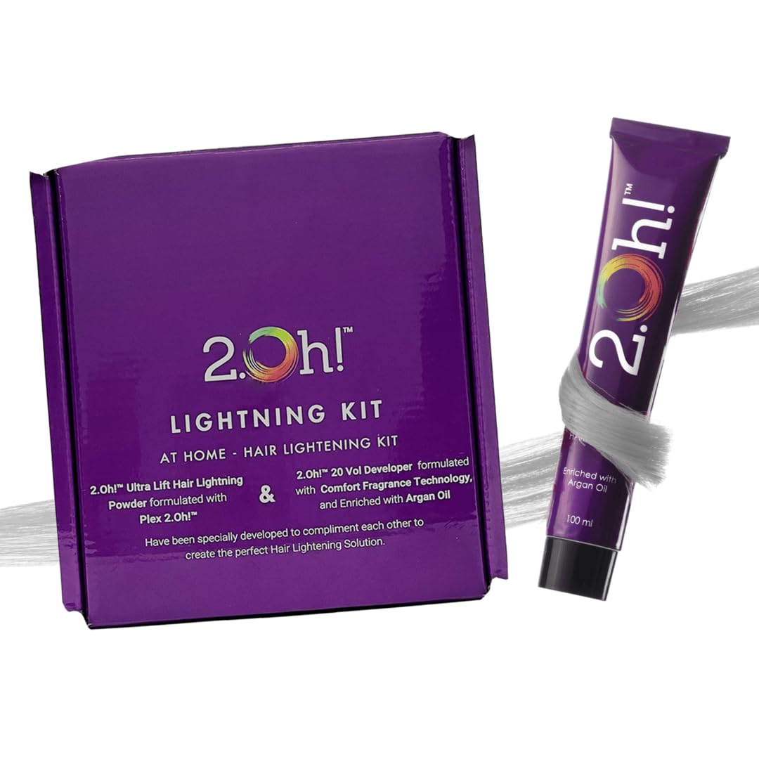 2.Oh! Italian- Steel Grey Hair Color DIY Kit | Semi Permanent Hair Color + Hair Bleach for Hair Color | Hair Highlights for Women & Men | Hair Bleach with Plex & Argan oil| Lightening Kit