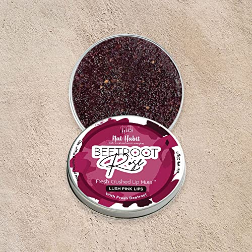 Nat Habit Beetroot Rose Fresh Lip Scrub (12g) & Lip Balm (10g) For Dark, Dry & Chapped Lips - Combo ForWomen & Men, Natural Pink Lips