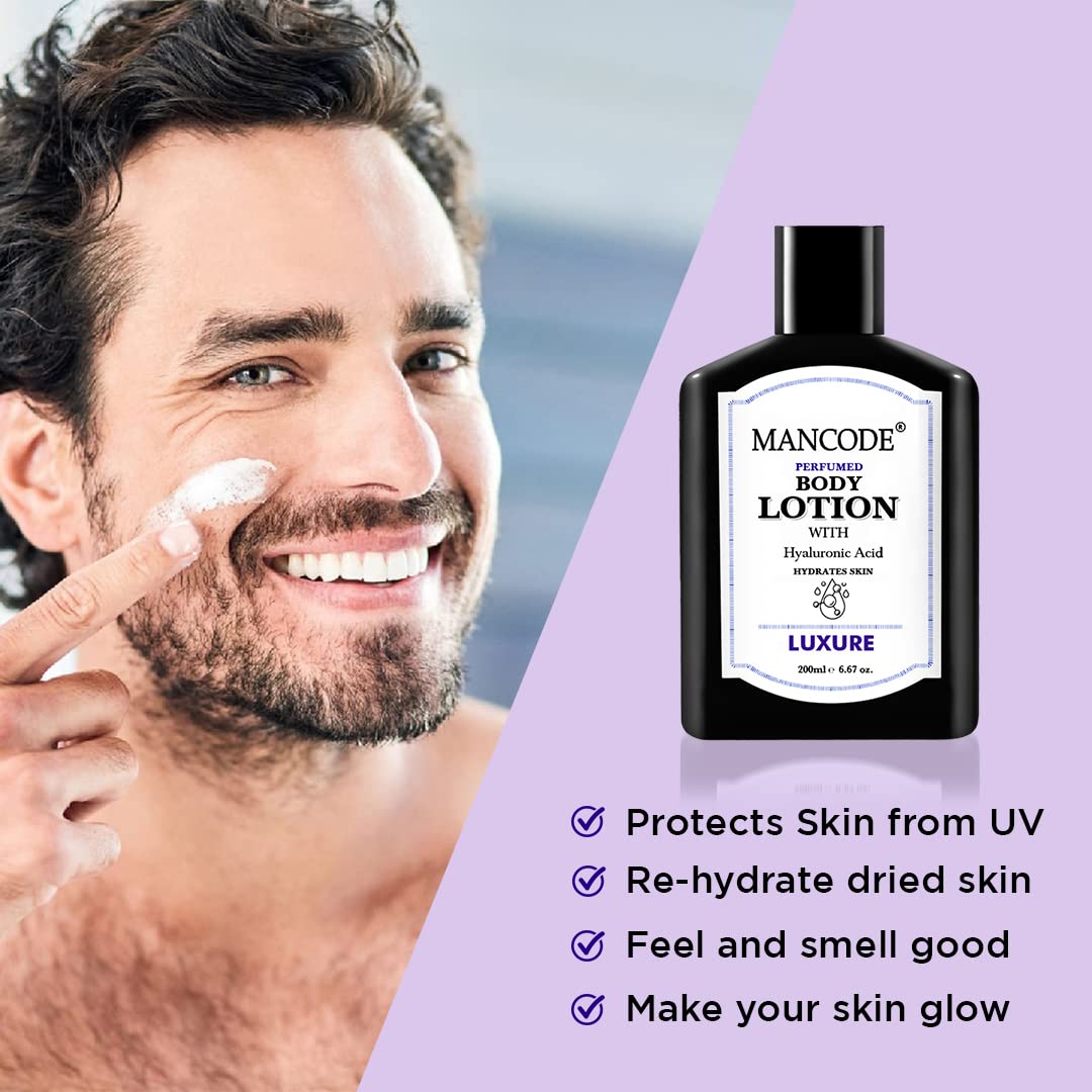 Mancode Luxure Body Lotion For Men 200ml | Easy Absorption | Nourishing Formulation | Hydrating Moisturization | Intense Care | Smooth Texture | Healthier Complexion | Elevates self-care.