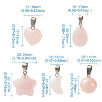 FASHEWELRY 30Pcs Mixed Stone Pendants Heart Moon Teardrop Round Healing Crystal Quartz Chakra Bead Charms for Necklace for Jewelry Making Hole: 2x7mm 1-Mixed Color-Mixed Shape