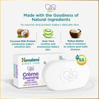Himalaya Creme Cleansing Baby Bar 125G| pH 5.5|with Coconut milk Protein and Aloe vera|Soap Free|Dermatologically tested |For New borns|For Baby's  sensitive skin| No Parabens|No Synthetic Colors