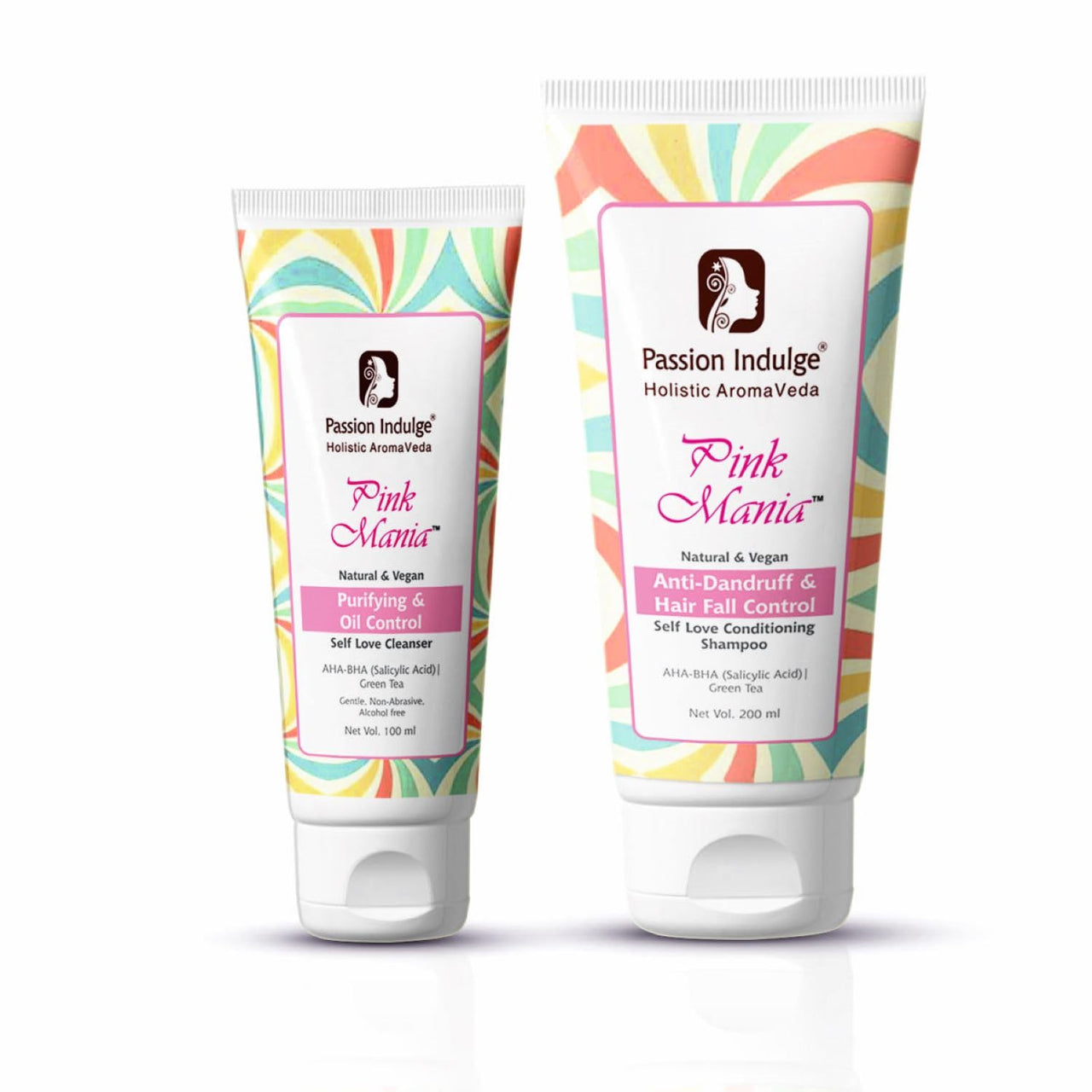 Passion Indulge Pink Mania Face Cleanser & Anti-Dandruff & Hair Fall Control Shampoo | Purifying & Oil Controlling with AHA BHA, Turmeric & Green Tea
