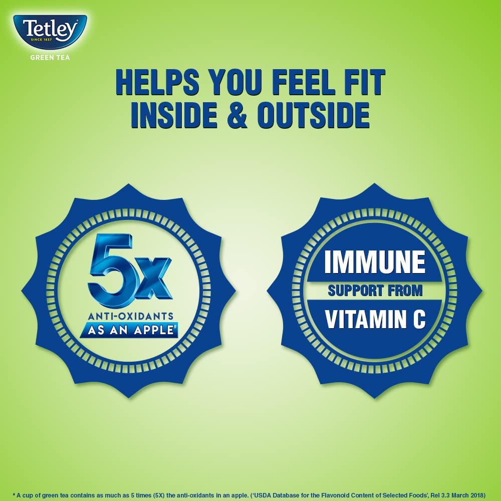 Tetley Green Tea Immune, With Added Vitamin C, Naturally Mango Flavour, 25 Tea Bags, 1.3gx25, 32 Grams