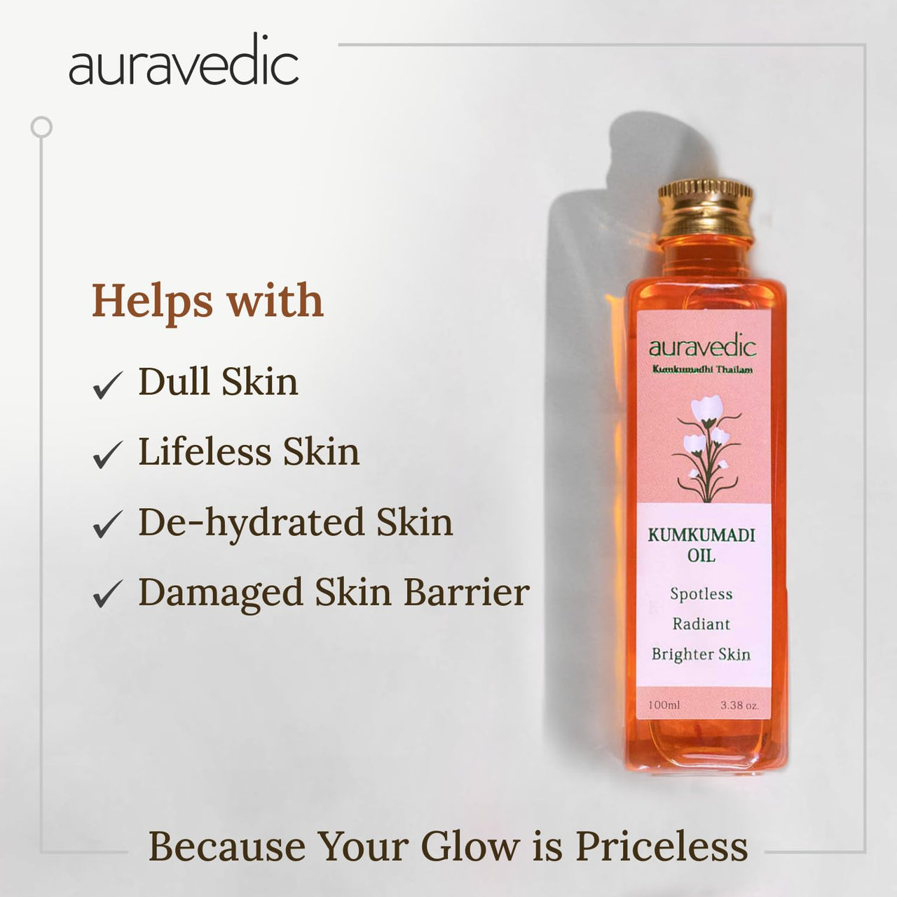 Auravedic Kumkumadi tailam for face Kumkumadi face oil for glowing skin 100 ml pack of 3 Kumkumadi oil for face serum for women glowing skin pigmentation serum face body oil after bath for daily use