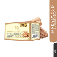 Khadi Natural Sandalwood Soap | Natural Handmade Soap | Herbal Bathing Soap for Hydrated Skin | Natural Soap with Essential Oils | Suitable for All Skin Types | Pack of 5(125gx5) (625g)