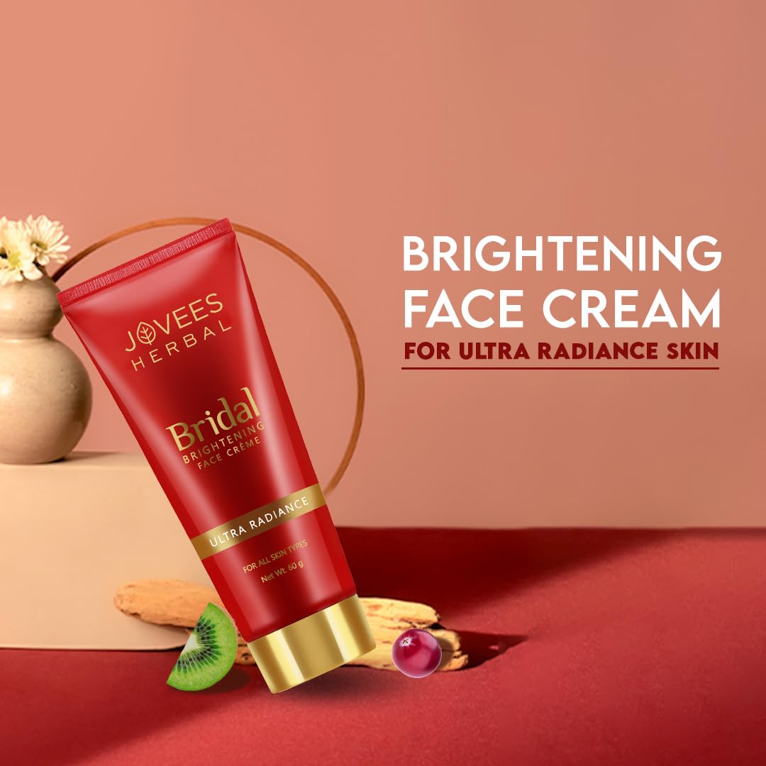 Jovees Herbal Bridal Face Creme | For Natural Glow and Brightness | Ultra Radiance, Hydrated and Flawless skin | Daily Use | For All Skin Types 60 GM