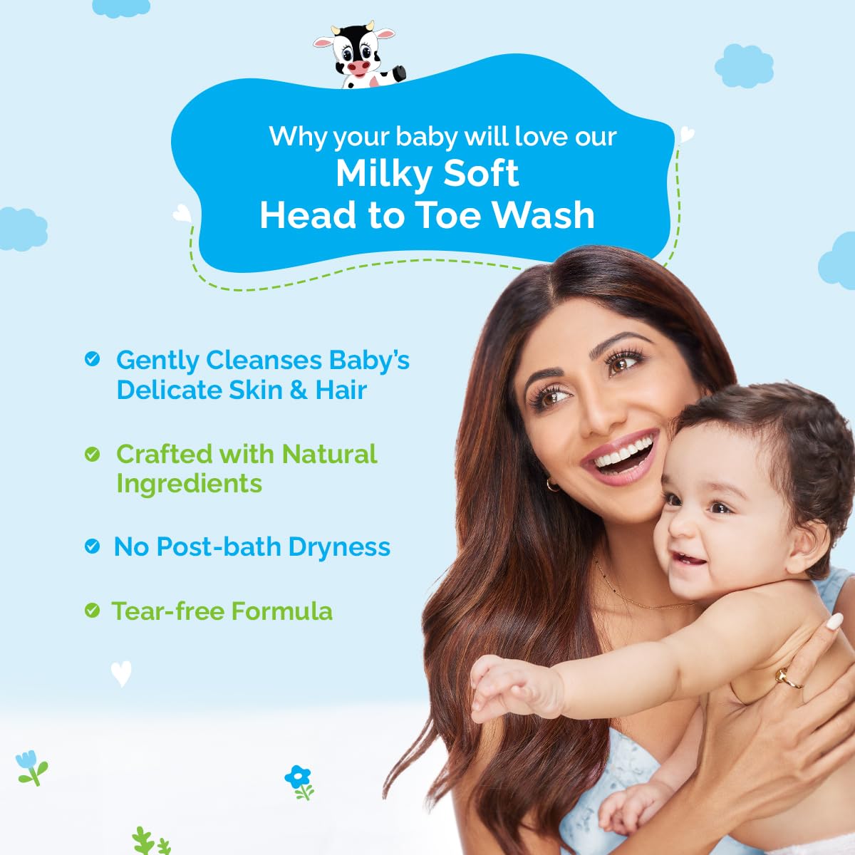 Mamaearth Milky Soft Head to Toe Wash With Oats, Milk, and Calendula for Babies | 2-in-1 Tear-Free Body Wash & Shampoo | Moisturizes and Soothes Skin | 400 ml