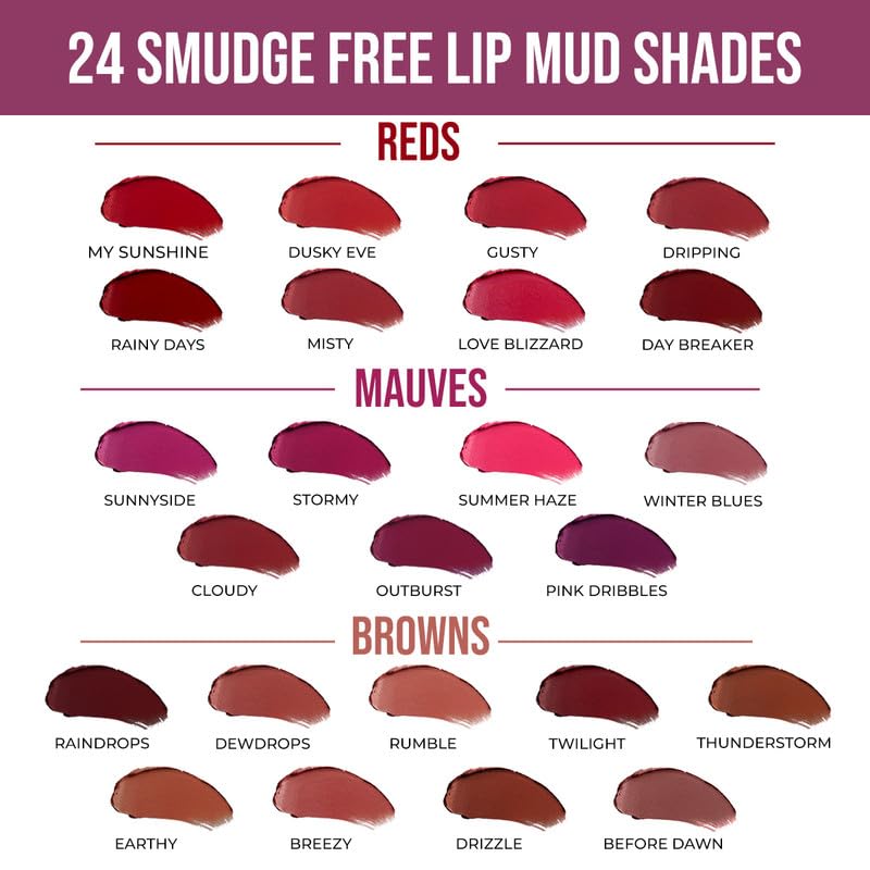 Insight Cosmetics Smudge Free Lip Mud|Ultra Matte Flawless Texture |smudge Proof |Water Proof |Long Lasting |Non Transferable |One Strock Application |Light Weight Formula,3.5 gm (Dewdrops, 3.5 gm)