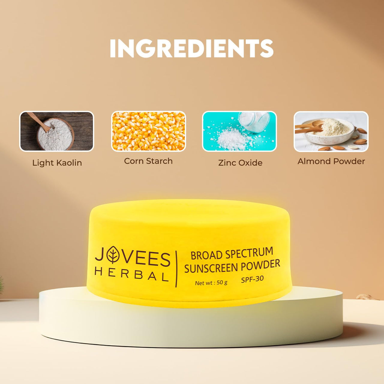 Jovees Herbal Broad Spectrum Sunscreen Powder With SPF 30 | Prevents Sunburns, Skin Damage & Uneven Skin Tone | Natural Mineral Based Ingredients 50 G (Pack of 2)