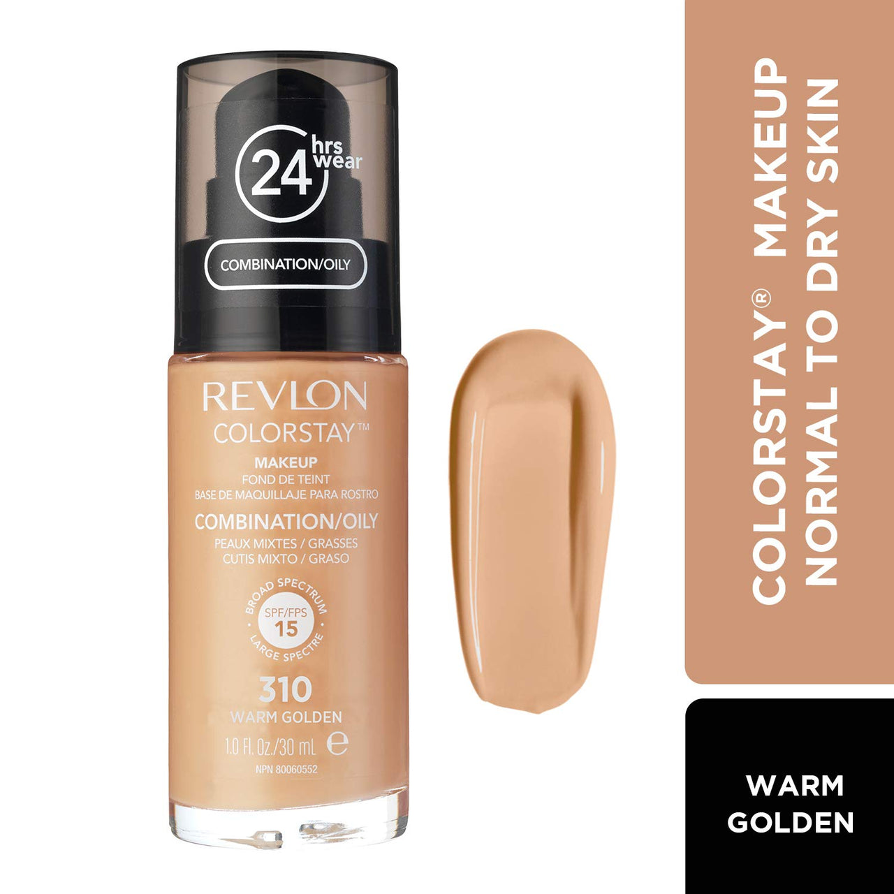 REVLON Matte Colorstay Combination/Oily Skin, Spf 15 Liquid Full Coverage Foundation For All Skin Type - Warm Golden, 30Ml
