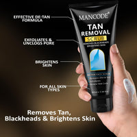 MANCODE DeTan Scrub – Tan Removes Blackheads | Brightens Skin | De-Tan Face Scrub | Exfoliates & Renews Skin Cells- 100ml
