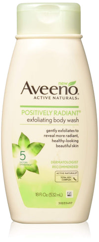 Aveeno Positively Radiant Body Wash Exfoliating 18 Ounce (532ml)