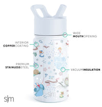 Simple Modern Disney Princess Cinderella Kids Water Bottle with Straw Lid | Reusable Insulated Stainless Steel Cup for Grils, School | Summit Collection | 14oz, Cinderella Floral Wishes